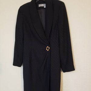 LIZ CLAIBORNE Designer Black Dress/Coat W Polka Dot Texture S - 8